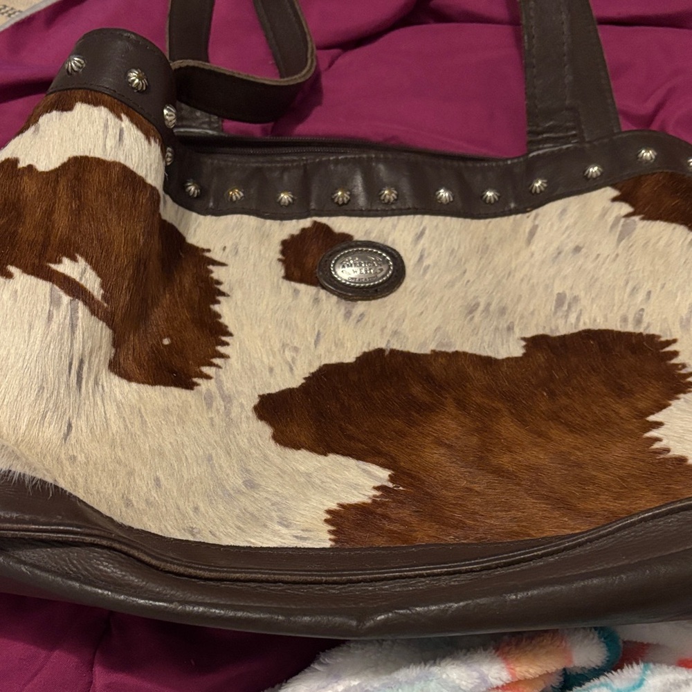 American West Brown and White Cowhide Shoulder Bag